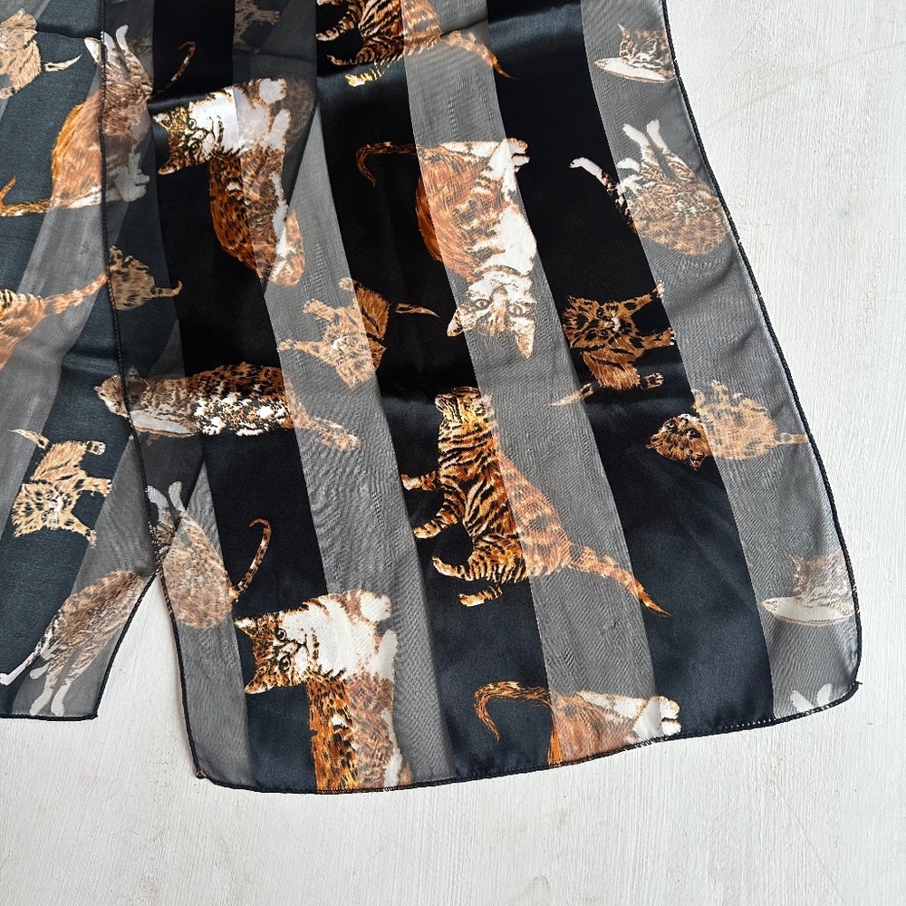 Vintage Orange Cat Novelty Print Scarf - Picture 2 of 3
